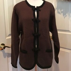 Petite Sophisticate brown and black sweater